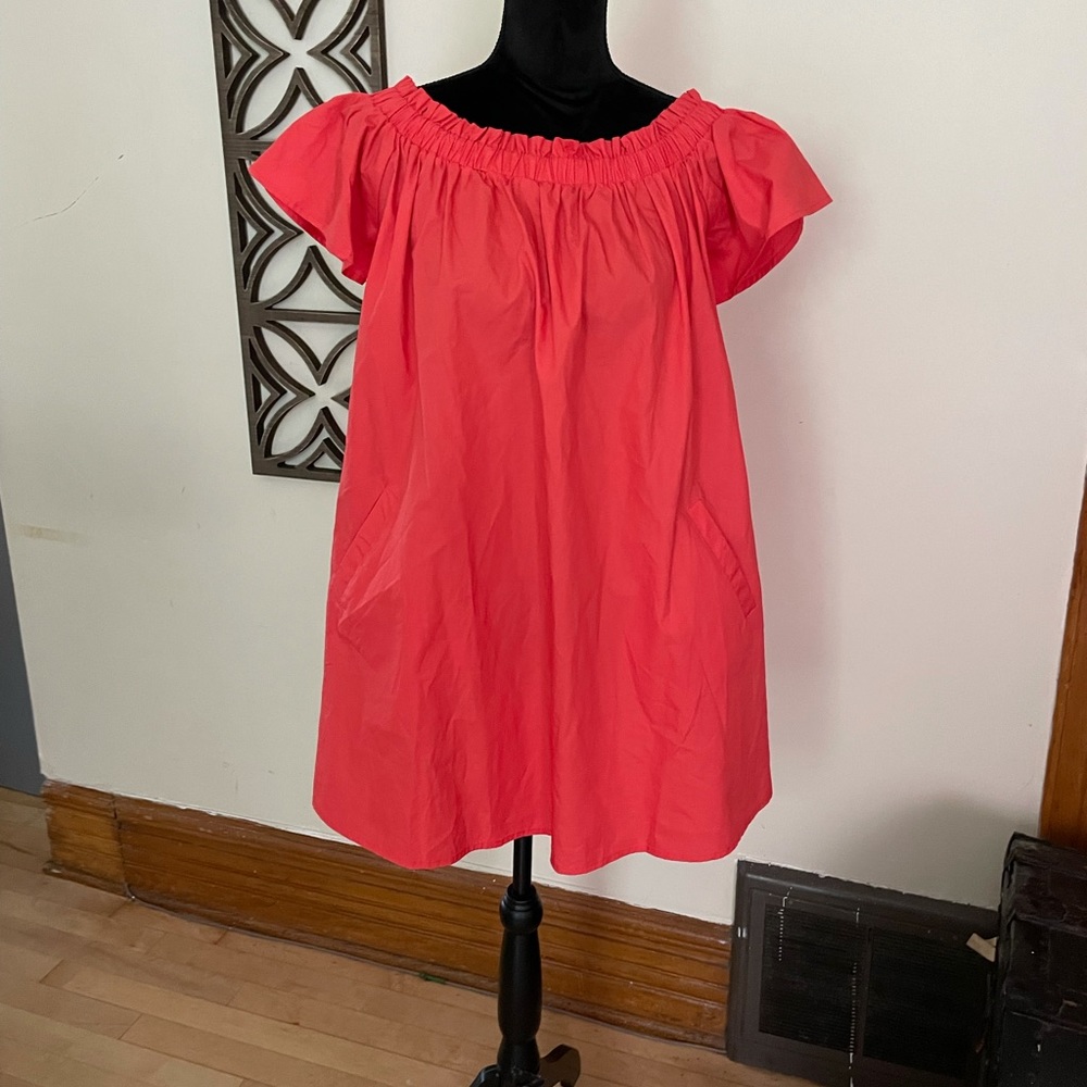Coral Red Off Shoulder Dress